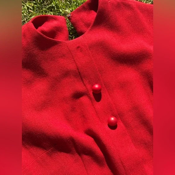 50s Vintage Red Knit Wiggle Dress with Long Sleeves - Picture 8 of 11